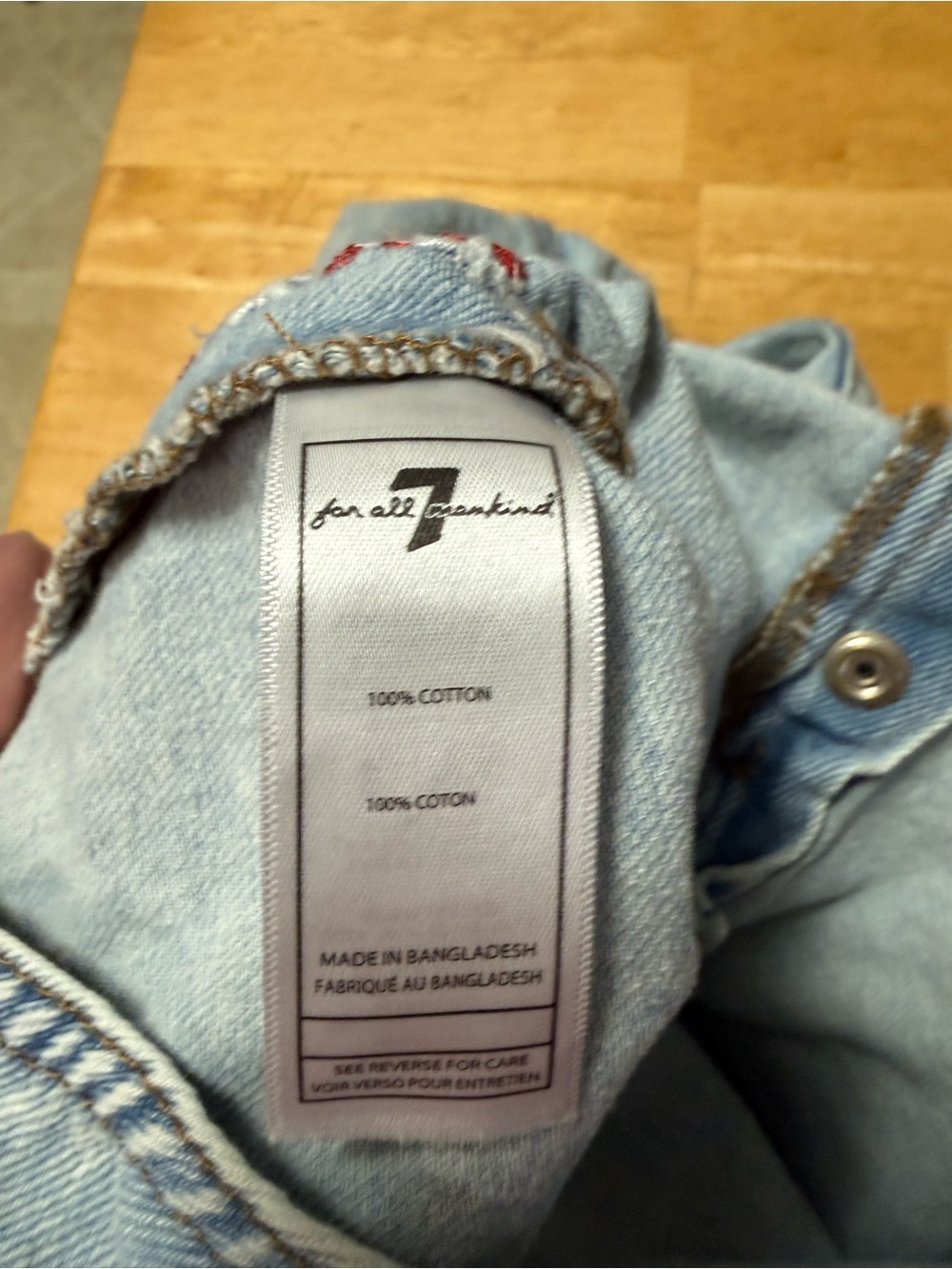 7 For All Mankind Light Wash Embroidered Denim Overalls - Blue - Picture 4 of 5